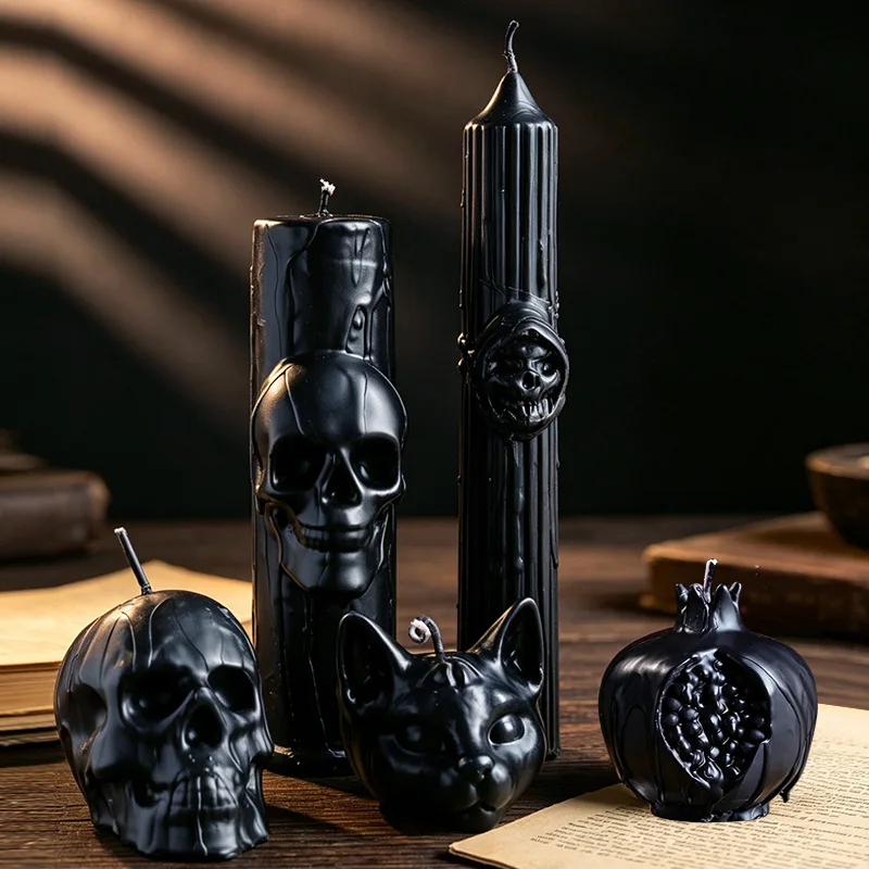 Halloween Decor Candles - Spooky Ghost Skull Party Accents Autumn Decoration Halloween Candle Spooky Ghost Skull Pillar Scented Candles Aesthetic Room Gift Wholesale Boutique Event 4
