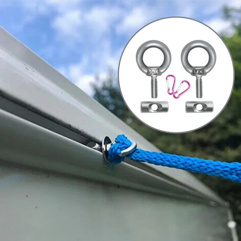 2 ensembles de bouchons de Rail d'auvent de 6mm avec crochets à mousqueton, Kit de blocage pour équipement de tente de caravane et de camping-car