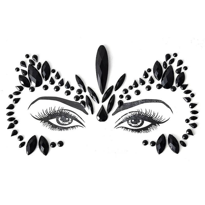 

New Black Ins Fashion Face Stickers Jewels Set Carnival Face Jewels Art Supplies Makeup Products Perform Temporary Tattoos