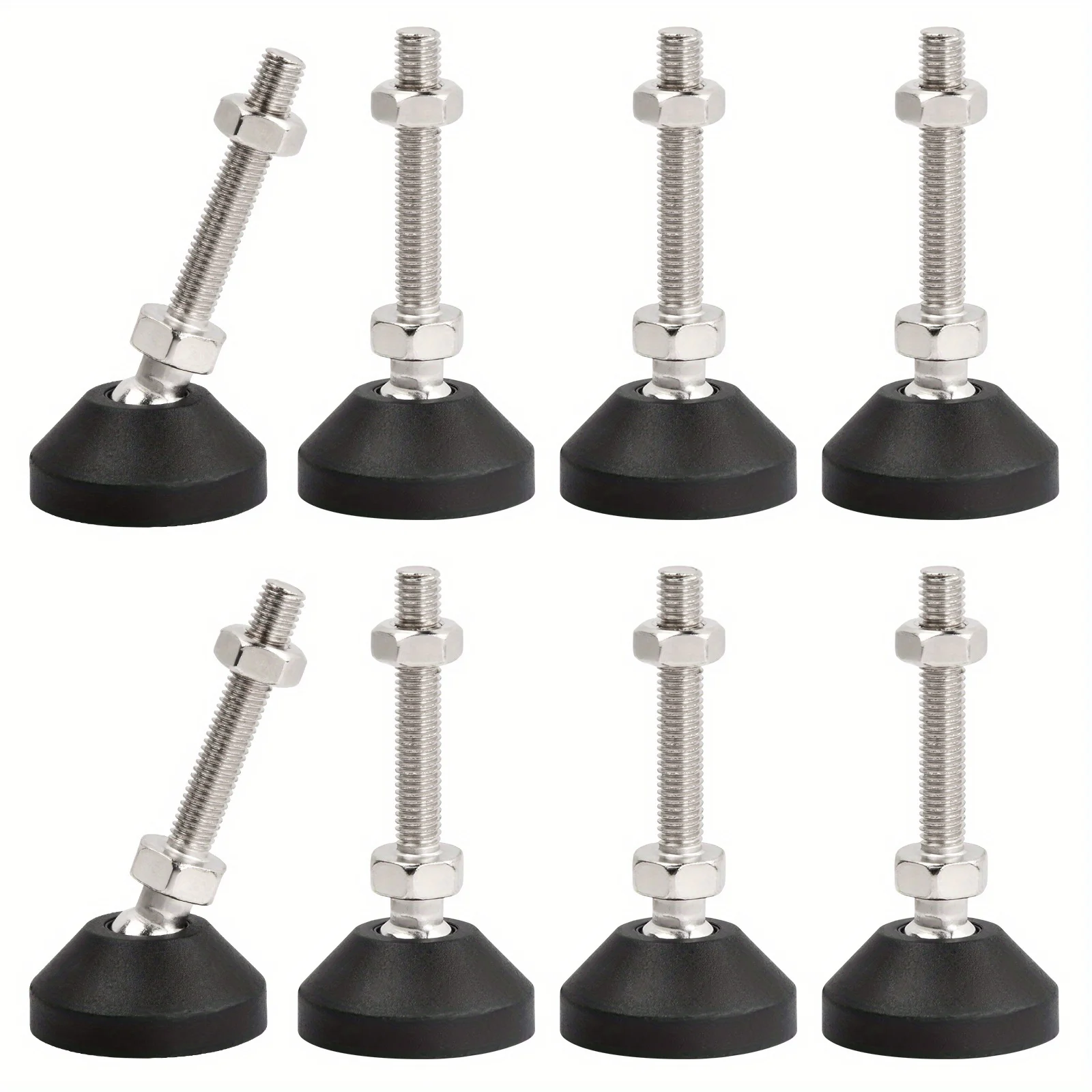 Adjustable Leveling Feet with Reinforced Nylon Bottom and Anti-Slip Mat - Set of 8