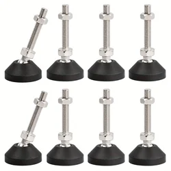 Adjustable Leveling Feet with Reinforced Nylon Bottom and Anti - Slip Mat - Set of 8 (Black)