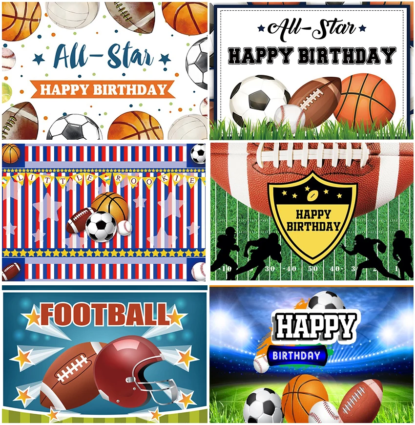 Buon Compleanno All-Star Soccer Goal Super Bowl Sfondo Football Americano Sport Stadium Rugby Theme Party Cake Smash Background