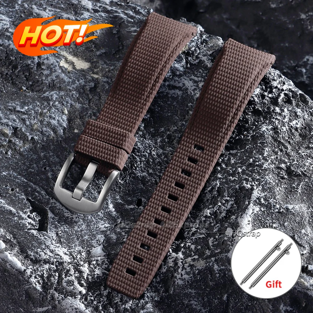 Premium FKM Rubber Waterproof Watch Strap with Curved End - 20/21/22mm