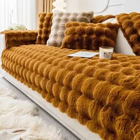 Thick Rabbit Plush Chaise Longue Anti Slip Sofa Mat 4seasons Universal Anti Slip Couch Cover L-shaped Sofa Slipcover Living Room 1