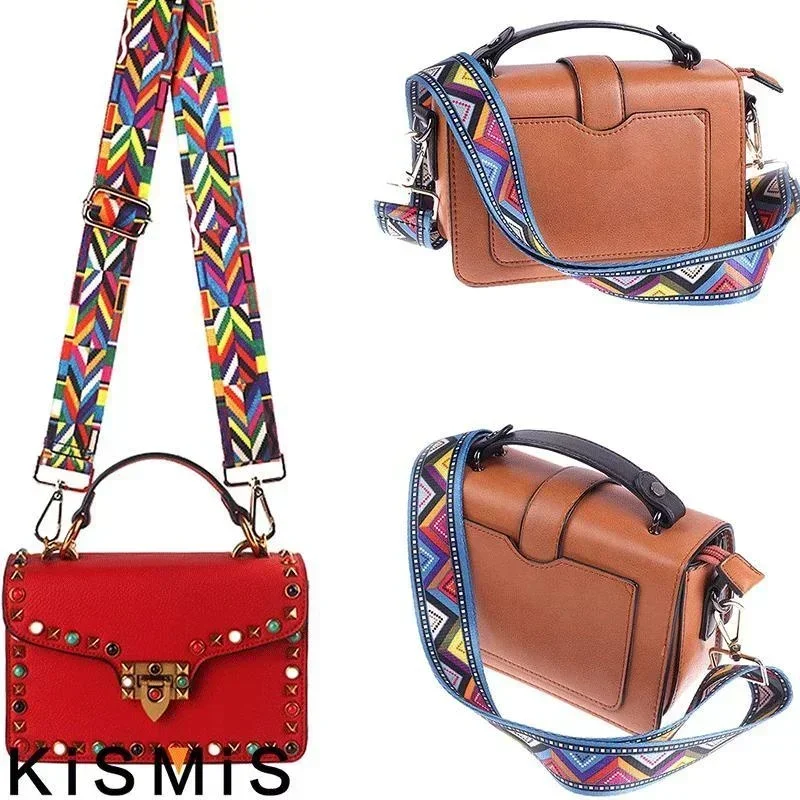 Embroidered Colorful Nylon Crossbody Strap for Women - Adjustable Fashion Shoulder Bag Accessory