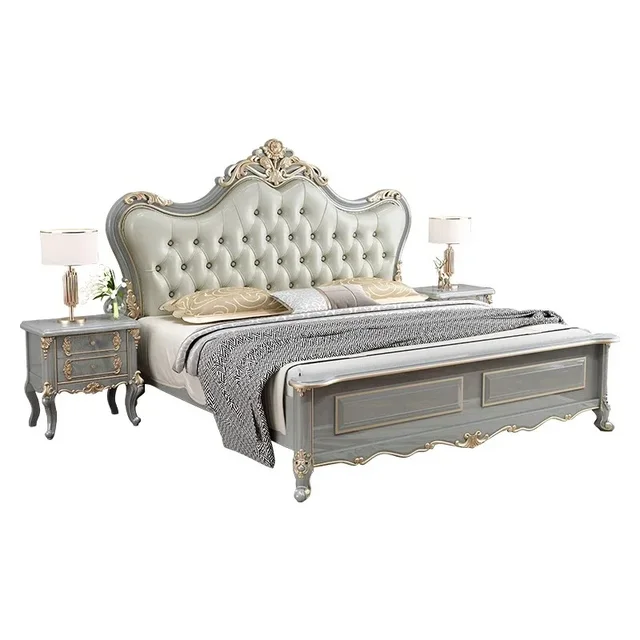 Vintage Modern Bed Multifonction Nordic Unique Queen French Bed Lounge Woode Headboard Camas Matrimonial Bedroom Furniture 5