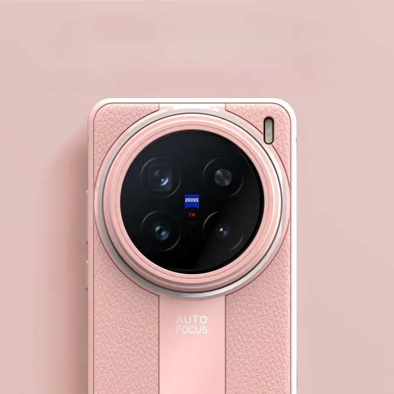 Luxury Lichi Leather Slim Matte Case with Soft TPU and Ultra-Thin Lens Protection
