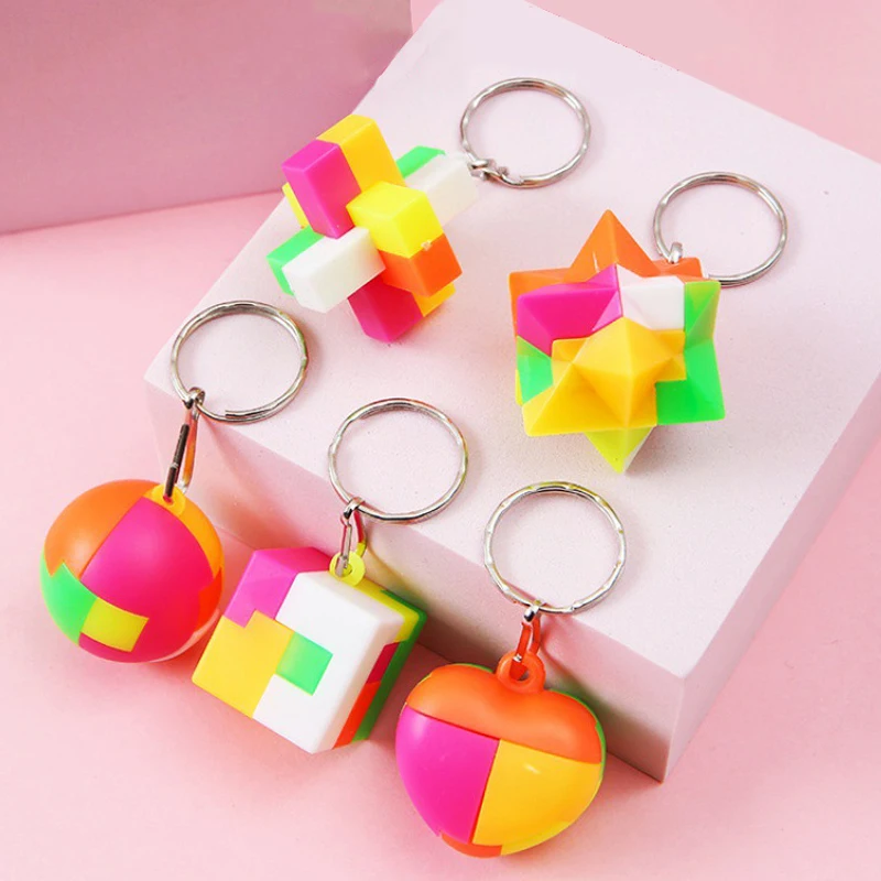 10Pcs Geometrical Puzzle Ball Keychain Educational Toys for Kids Birthday Party Favors Guest Gifts Giveaway Goodie Fillers