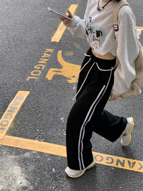 Stripe Sweatpants Women Casual Pants Y2k Streetwear Korean Fashion joggers  Harajuku School Wide Leg Trousers 90s Aesthetic - AliExpress