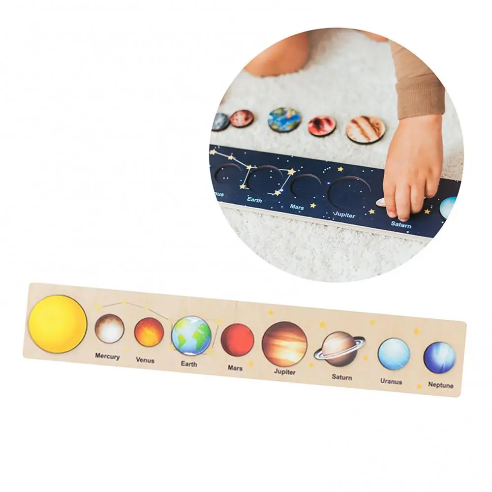 Wooden Puzzle Toy Solar System Model Science Toys Set Montessori Planets Science Educational Puzzle Toys for Kids Gifts 2