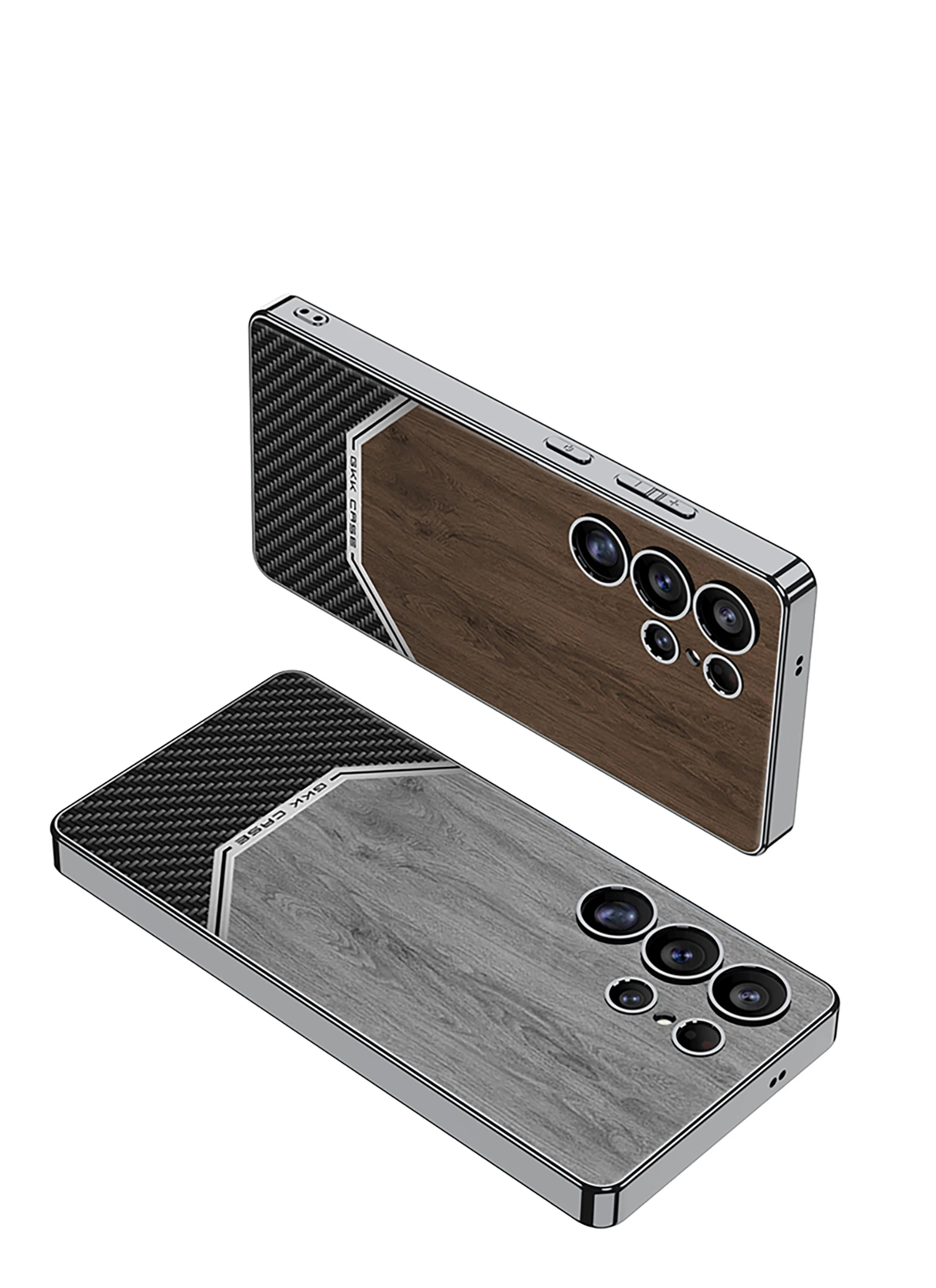 Frosted Wood Pattern Case For Samsung Galaxy S25 S24 S23 Ultra Luxury Plating Sh