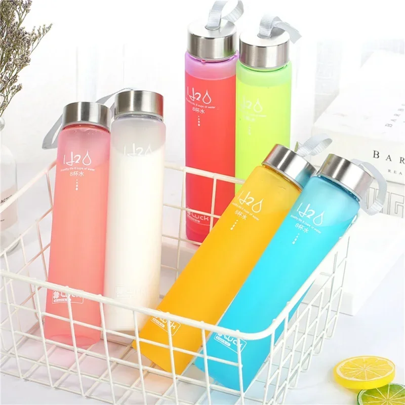 Frosted Transparent Plastic Cup Rope Drinking Bottle Sports Couple Water Cup Drinkware Thermos for Water Bottles Jug Dining water bottle sports water bottle sports bottle plastic water bottle plastic cup