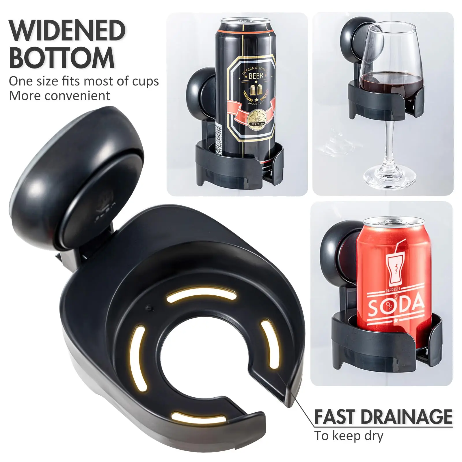Cup Storage Holder TAILI Suction Cup Bathtub Wine Glass Holder for Beer Wine Drinks Portable Wall-Mounted Wine Cup Holder for Shower Bathroom