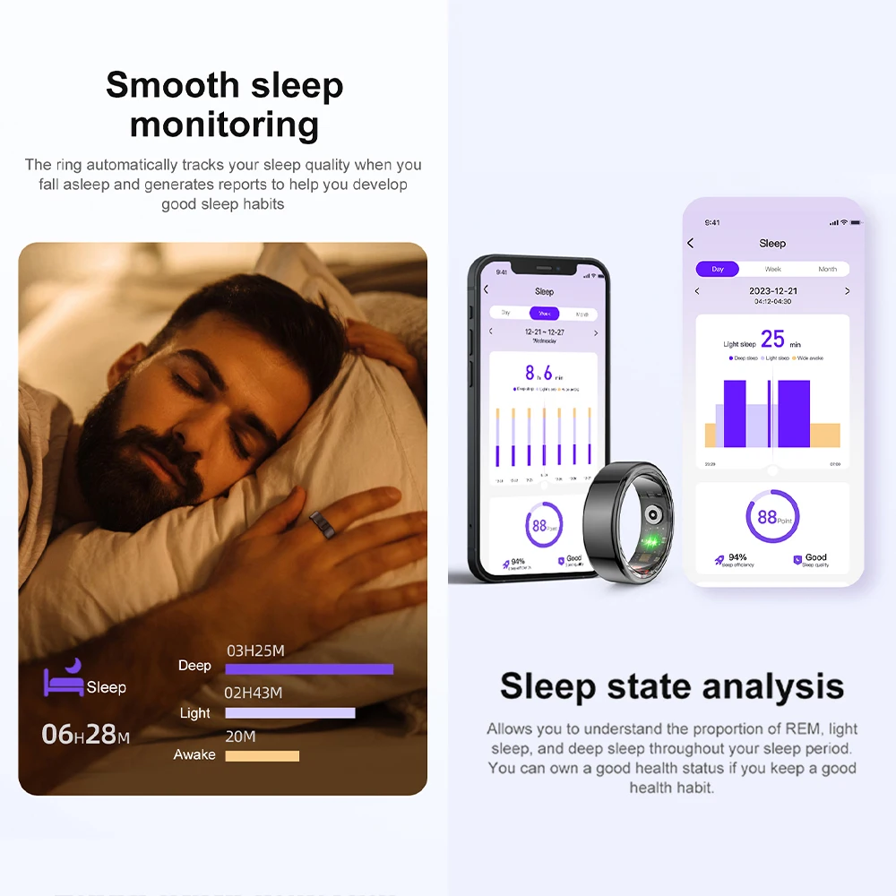 Titanium Steel Smart Ring – Durable, Health Monitoring, Waterproof, Multi-Sport Features