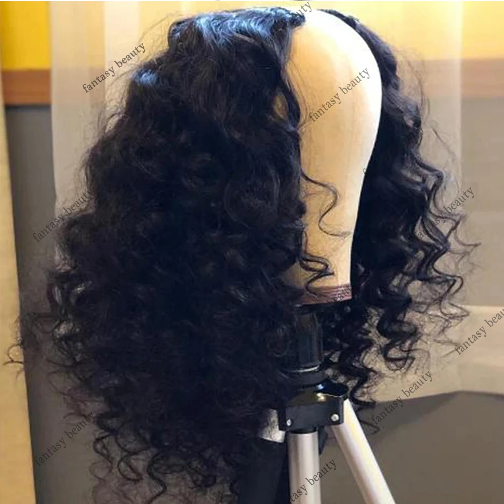 V Part Wigs Loose Wave Human Hair Middle Part Glueless Remy Hair U Part Half Wigs Black Borwn Full Machine Made Wig 250density