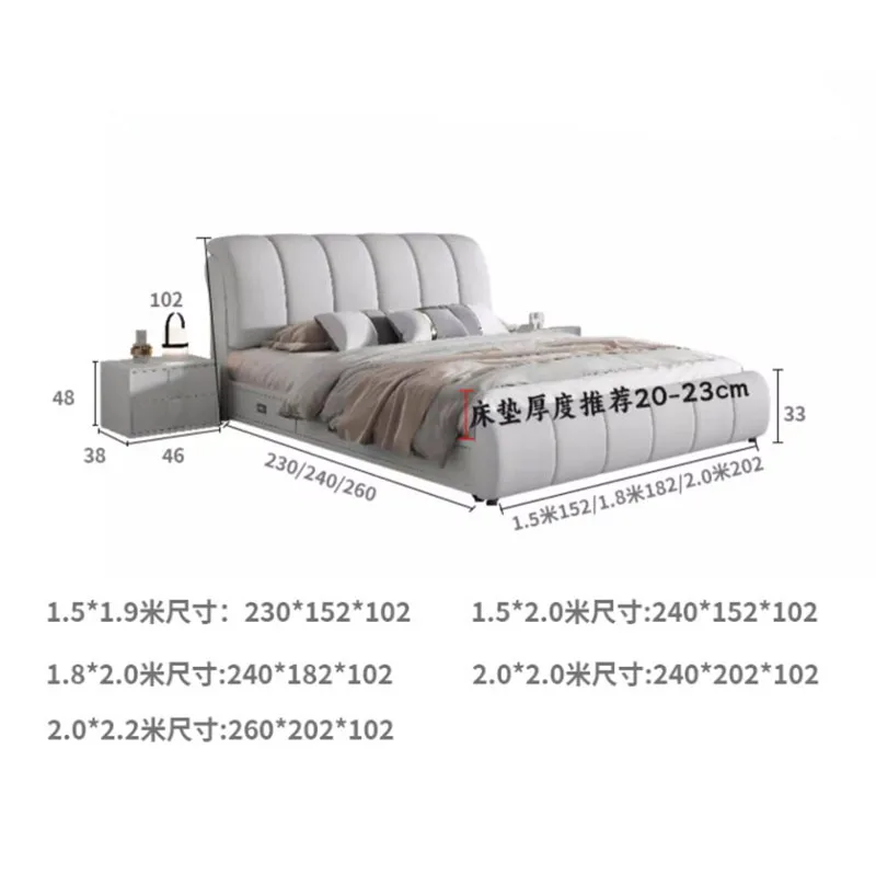 Modern Double Bed Bedroom Luxury Headboards King Size Bed Frame
