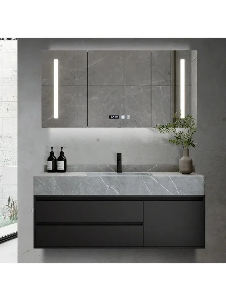 *Rock Panel Bathroom Cabinet Combination Modern Light Luxury Ceramic Seamless Basin Integrated Washbasin YX50BC