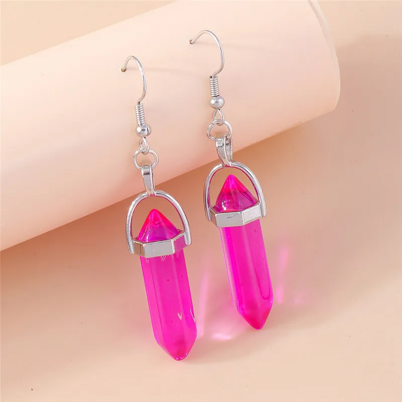 Aihua Bunte Natürliche Sechseckige Säulen-Steinohrringe Bullet Stone Heilende Reiki-Kristall Hängeohrringe Party-Schmuck Geschenke – Detail 25