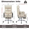 Large Tall Fabric Computer Chair, Comfortable Ergonomic Home Office Chair with Footrest, Cute Chenille Fabric High Back Recliner 2