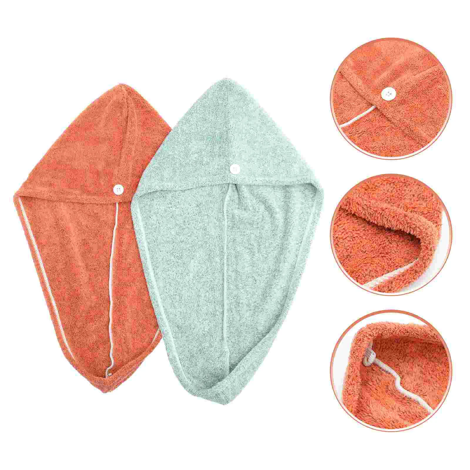 

2 Pcs Absorb Water Microfiber Towel Fast Drying Hair Caps Bamboo Wraps for Women Wet