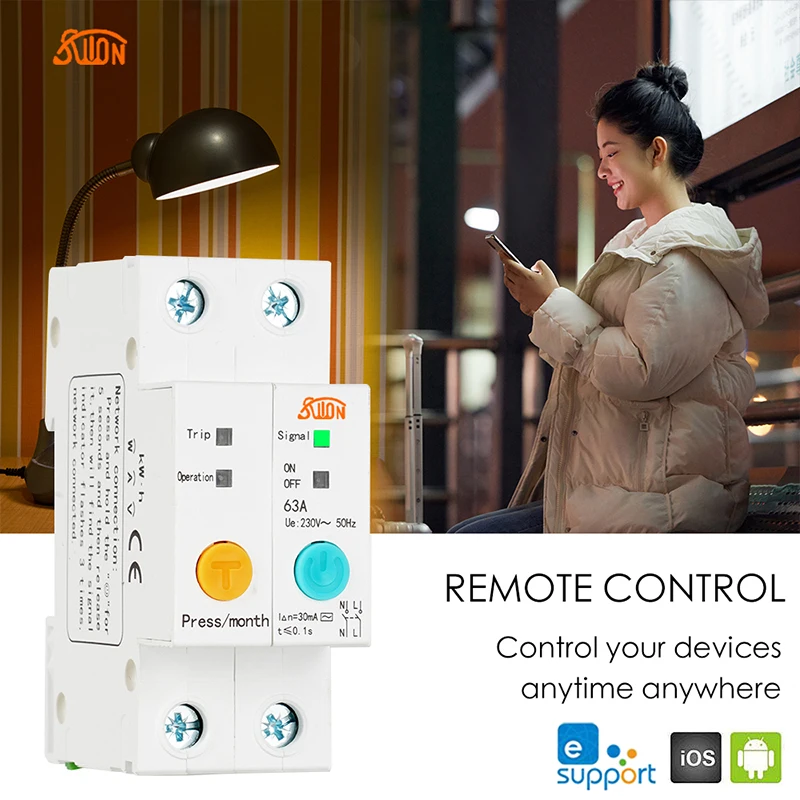 Ewelink Single Phase WIFI Smart Energy Meter remote read kWh Meter wattmeter voice control alexa with Leakage Protection