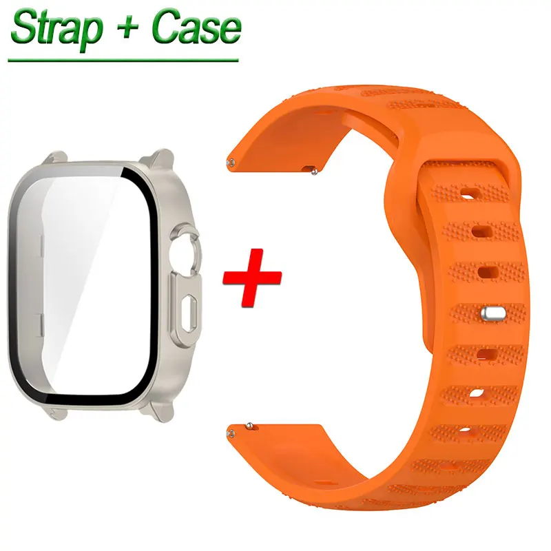 Silicone Strap and Tempered Glass Shell with Soft Bracelet Band for Smart Watch - Stylish Protective Accessories