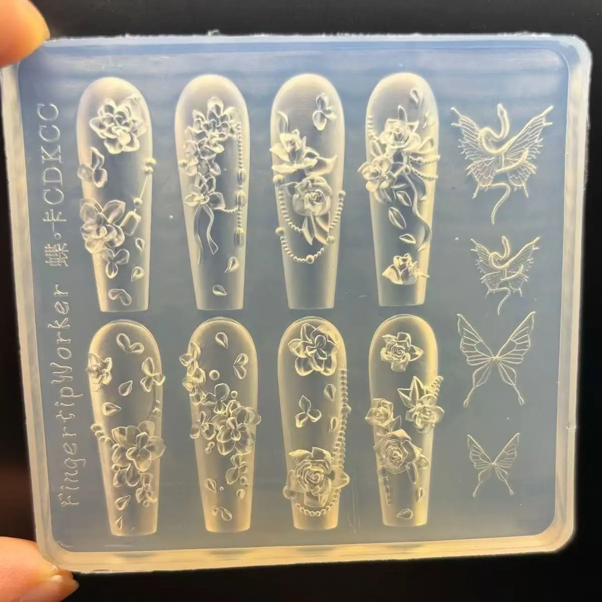 1개 나비 매듭 바다 비즈 체인 뱀 장미 해골 3D 아크릴 몰드 네일 아트 장식 DIY 실리콘 네일 템플릿 네일 몰드