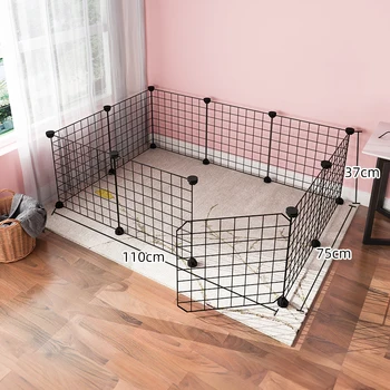 Valla para mascotas, jaula para perros, valla de malla de hierro cifrada para interiores, jaula para gatos, empalme libre, conejillo de indias, valla de Chinchilla 1