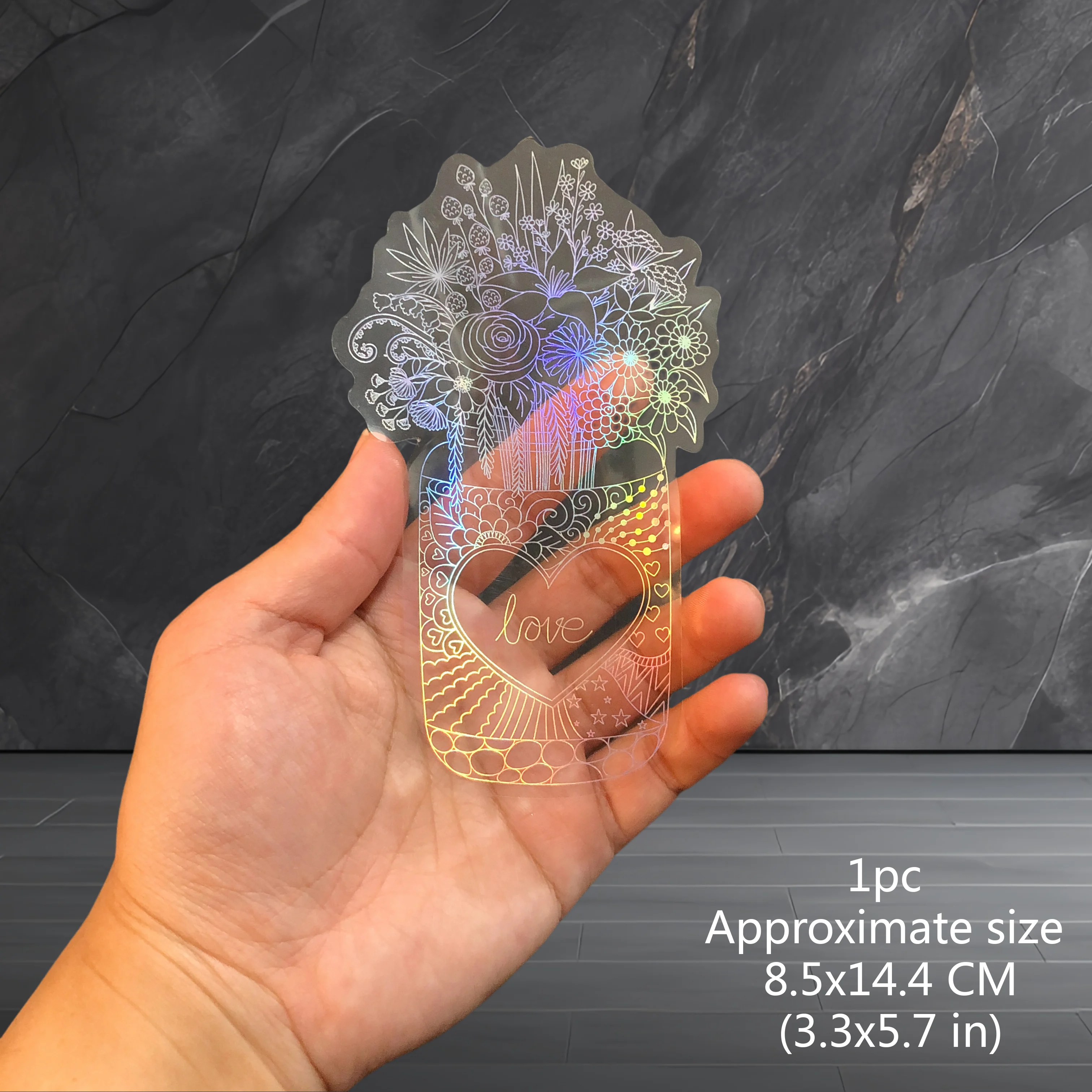 10er-Pack Große Aufkleber Holographisch Glitzernd PET Transparent Glänzend Wasserdicht Selbstklebend DIY-Materialien, Max. Größe 8,5 X 17,9 CM – Detail 11