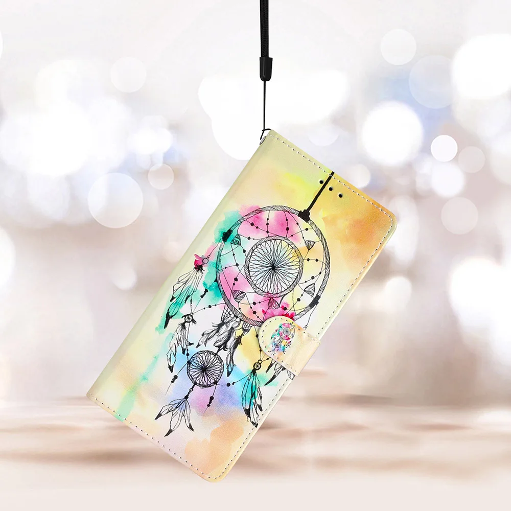 Colorful Vibrant Painted Flip Leather Wallet Phone Case with Card Slots