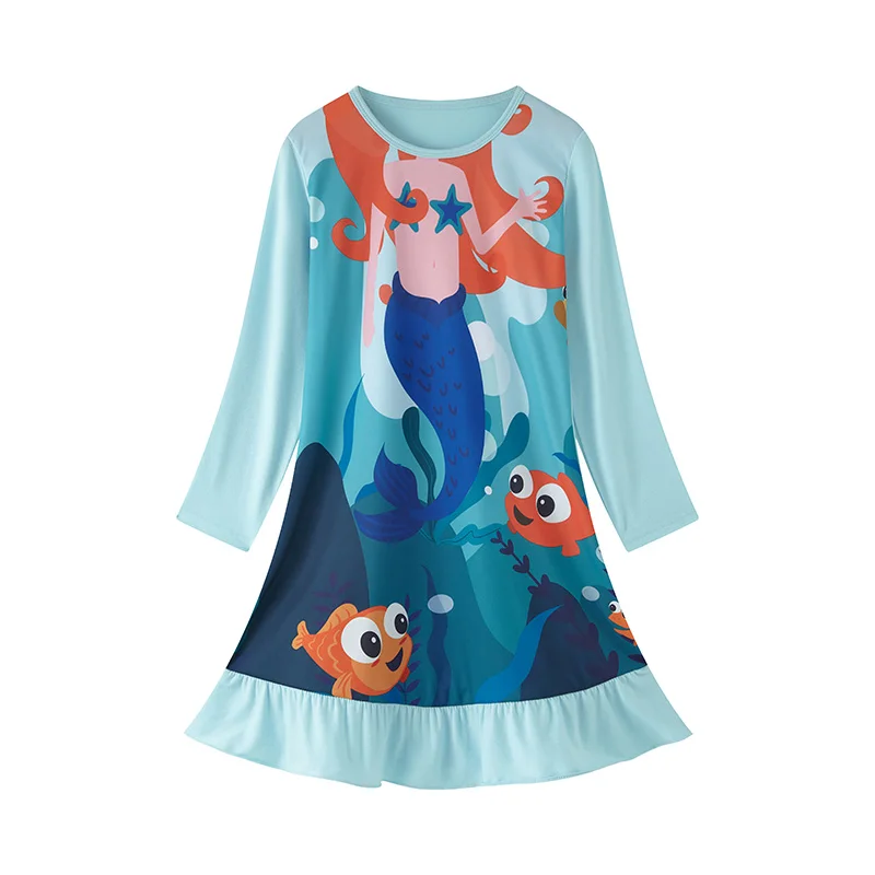 Autumn and Winter Children's and Girls' Nightwear Cute Fun Cartoon Printed Pajamas 3-8T Long Sleeved Children Clothes kids nightgowns girls nightgowns
