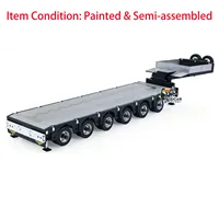RC 9 Axles Metal Trailer Semi-assembled Extendible Trailers for 1/14 Remote Control Tractor Truck Car Models with LED Lights 1