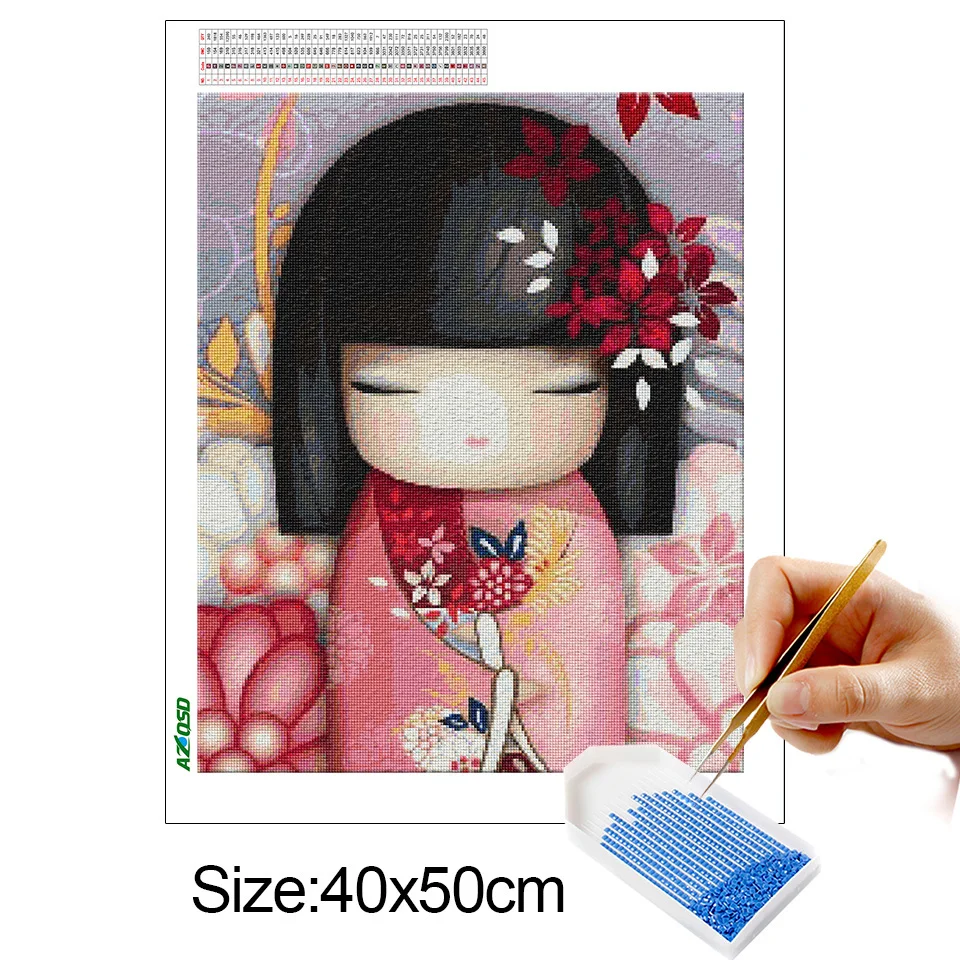 5D Diamond Painting Full Square Drill Doll Japanese Diamond Art DIY Embroidery Sale Rhinestone Mosaic Decor Home