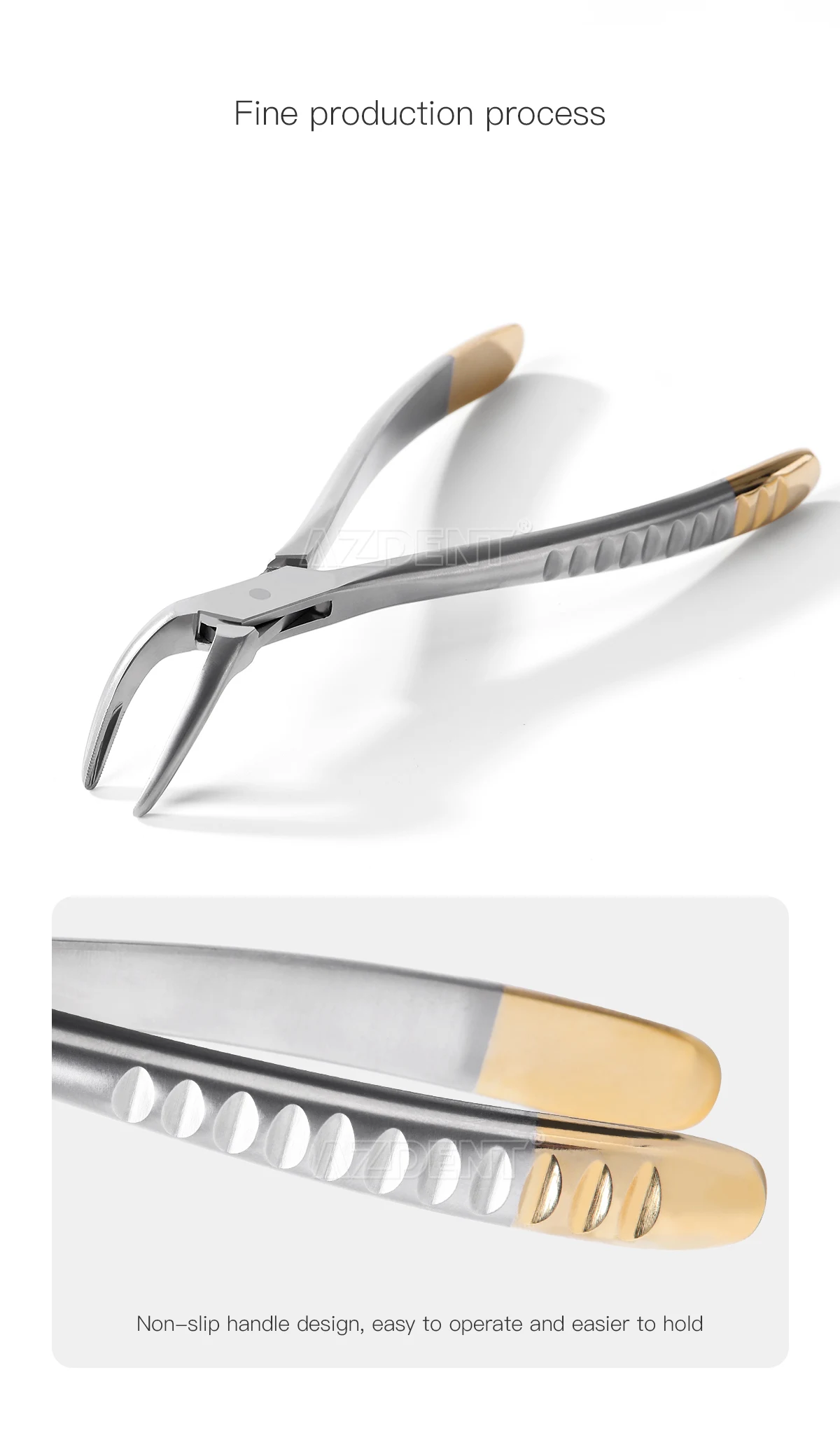 AZDENT Dental Zahnwurzelextraktionszange Wurzelfragment Zange Instrument Zahnmedizin Gebogene Oberkiefer Unterkiefer Universalwerkzeug – Detail 3