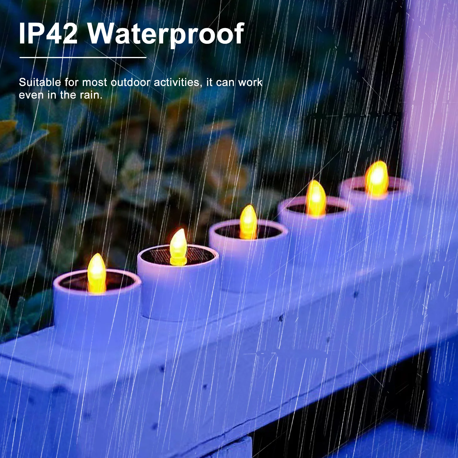 PChero 6pcs Solar Tea Lights, Waterproof Rechargeable LED