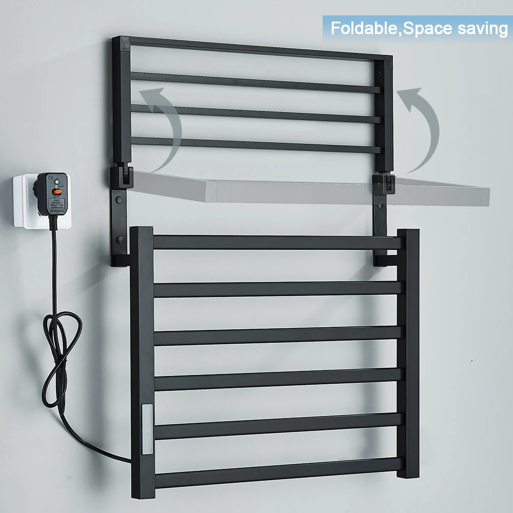 Bathroom Electric Towel Rack Digital Display Temperature Time Control Towel Warmer Rail Smart Home Heated Bar Aluminum electric towel rack