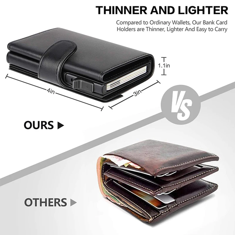 Rfid Credit Card Holder Wallets Men Leather Aluminum Business Bank Cardholder Male Case Minimalist Wallet 2022