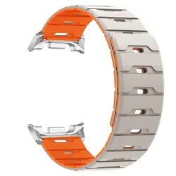 Two - Tone Magnetic Silicone Sport Watchband Strap - Galaxy Watch Ultra2 (Starlight Orange)