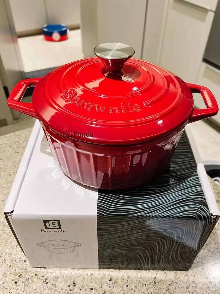 *Cast iron pot household stew cup casserole stew non-stick pan induction cooker cooking pot