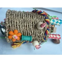 Large parrot toy Halloween shaped gnawing nut colored paper grass woven puzzle bird toy 2