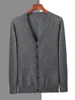 Spring Autumn Men V-neck Cardigan 100% Mink Cashmere Sweater Smart Casual Solid Comfort Cashmere Knitwear Korean Popular Clothes 2
