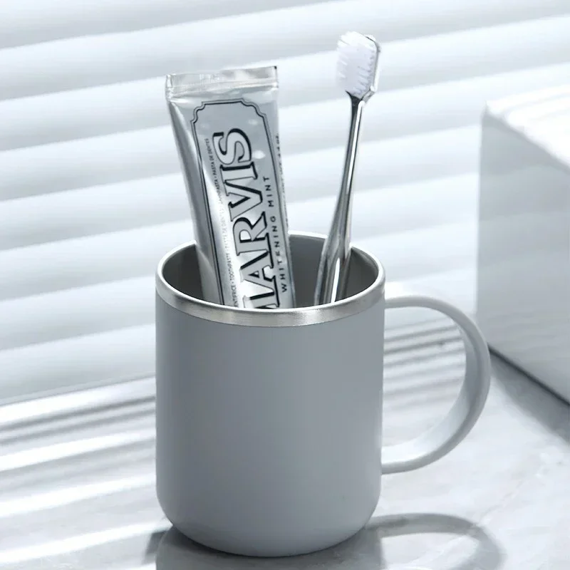 Zahnbürste aus Edelstahl 304, schlichtes Design, Kaffeebecher, großer Wasserbecher für Studentenwohnheime und Badezimmer, Waschutensilien_voghion.com