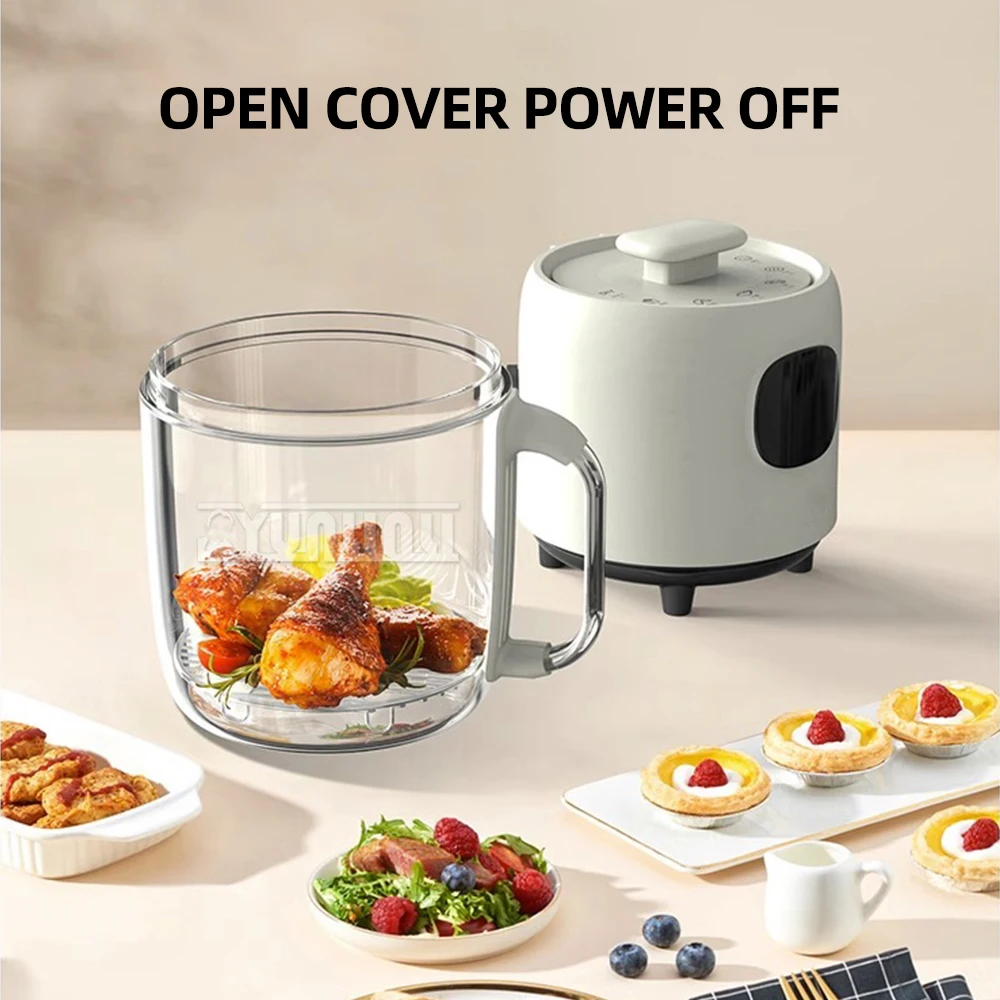 Household Visual Air Fryer 2L Mini Portable Air Fryer Cup 700W Automatic Glass