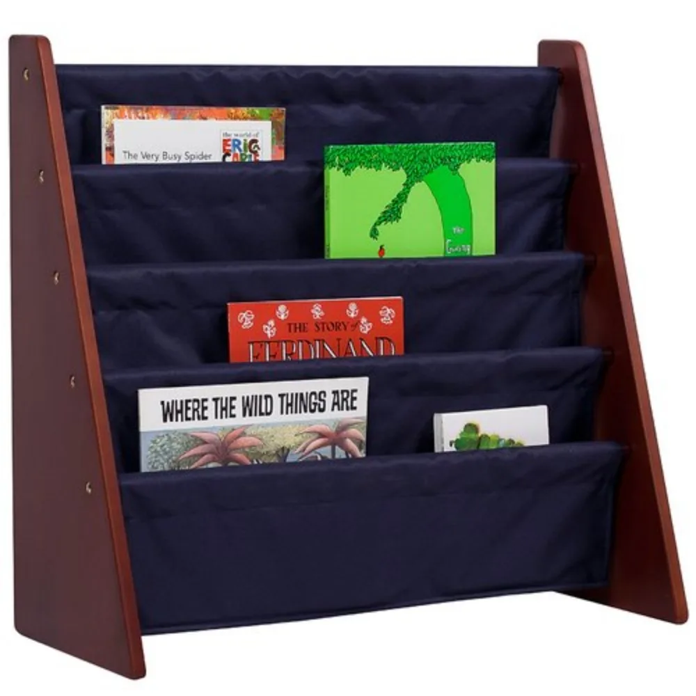 2023-wildkin-kids-canvas-sling-book-shelf-for-boys-and-girls-wooden-design-features-four-shelves-cherry-w-blue