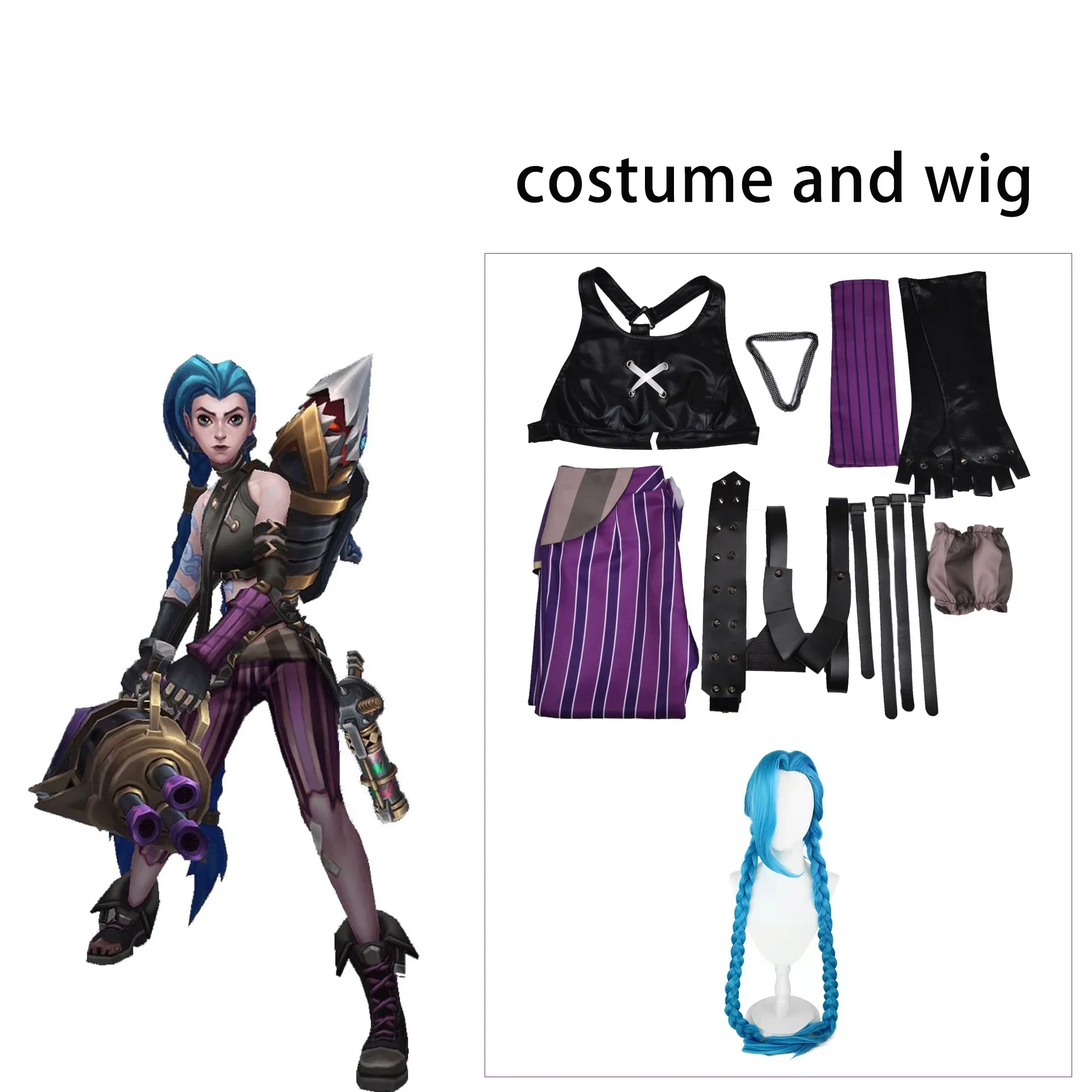 BALAMI Anime Jinx - Peluca de cosplay (47.2 in/47 pulgadas) trenzada sintética para cosplay, peluca de pelo para fiesta de Halloween, juego de rol accesorios de gorra de peluca BALAMI Anime Jinx - Peluca de cosplay (47.2 in/47 pulgadas) trenzada sintética para cosplay, peluca de pelo para fiesta de Halloween, juego de rol accesorios de gorra de peluca