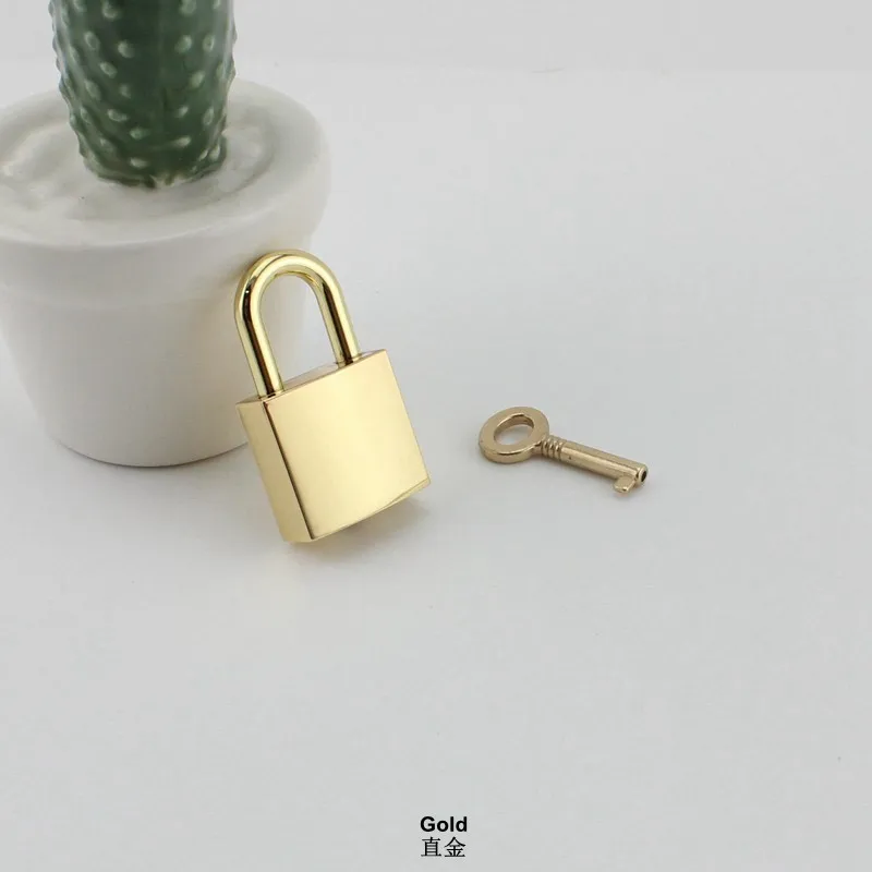 5-20sets High quality gold Padlock standard gold silver bronze handbag bags closured locks with 1 key Bag hardware accessories