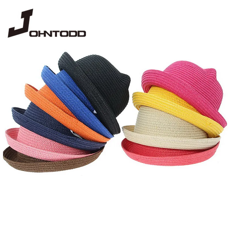 Baby Sun Hat Straw Hat Outdoor Sun Hat New cute children's sun hat spring and summer boys and girls baby baby straw hat summer Panama shade ear beach Casquette