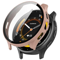 Premium Tempered Glass Smart Watch Protective Case - Screen Protector & Bumper Cover for Garmin Venu 3 (Cherry Pink)
