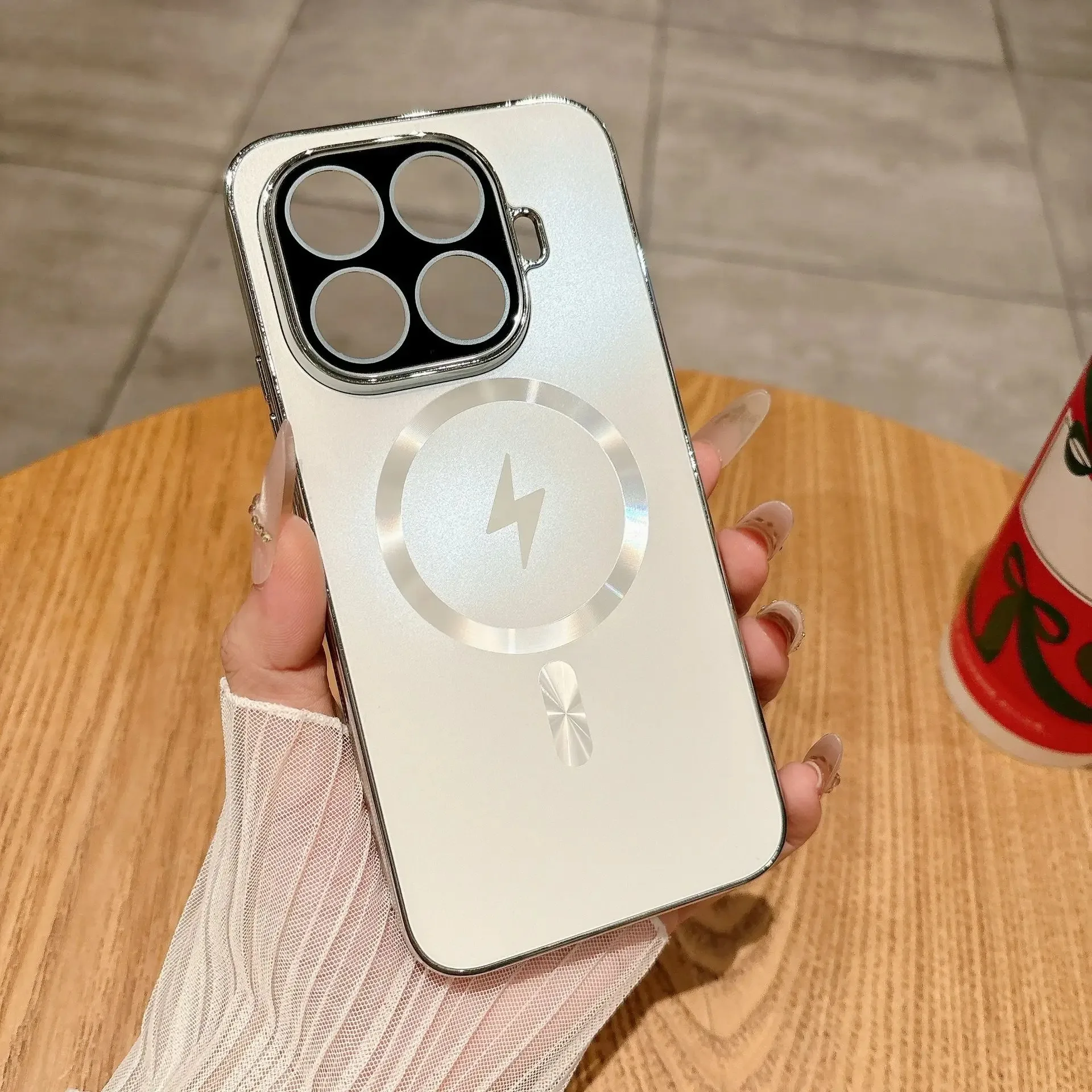 Plating Magnetic Phone Case with Matte Glass Lens Protection and Nonslip Design