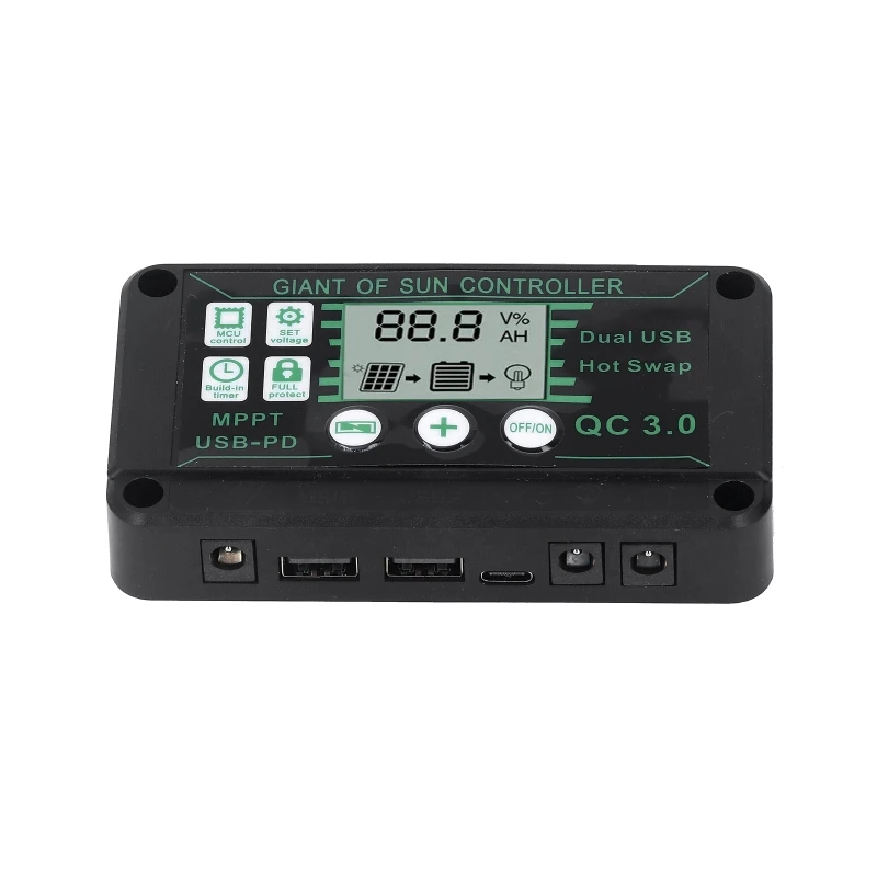 Controlador Solar MPPT Regulador, Dual USB, Painel